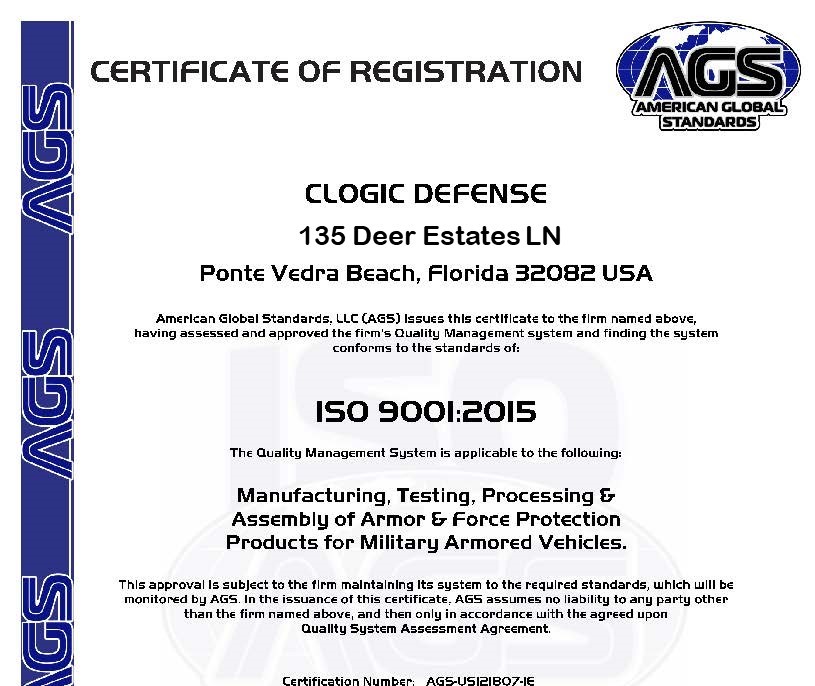 CLogic Defense - Quality System - ISO certification